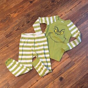 Hanna Andersson Grinch Green Striped Pajama Set Organic Cotton